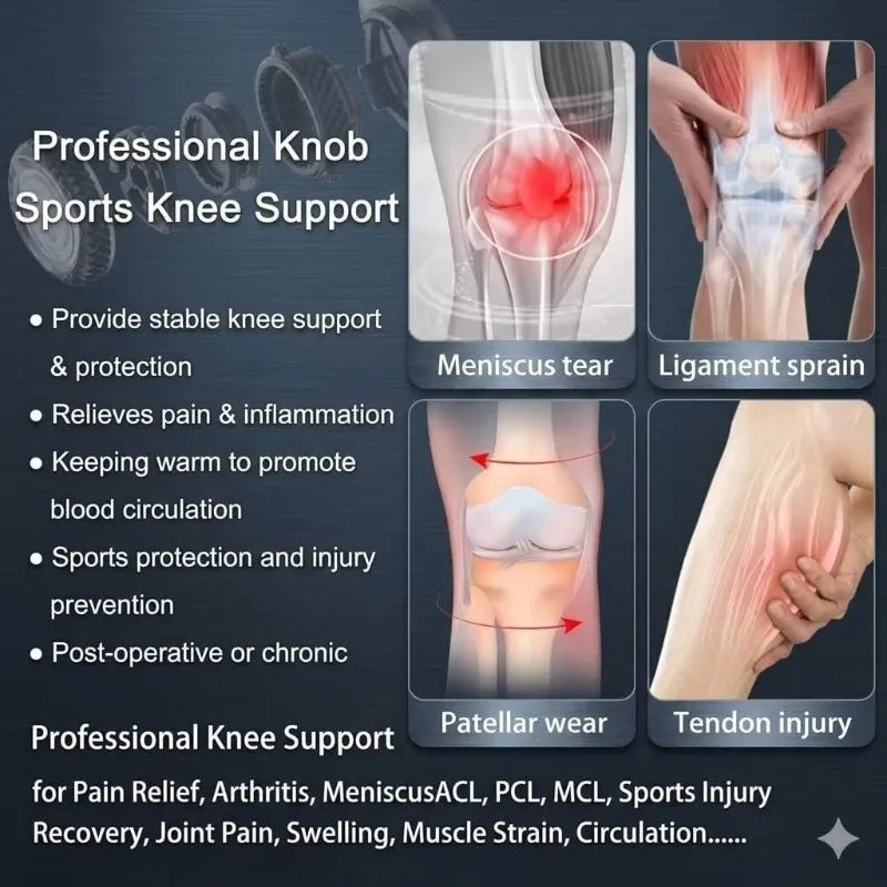 Sweat Wicking Joint Recovery Adjustable Knob Leg Guard Knee Brace Meniscus Basketball Football Sports Compression Fitness Women