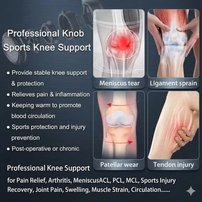 Sweat Wicking Joint Recovery Adjustable Knob Leg Guard Knee Brace Meniscus Basketball Football Sports Compression Fitness Women