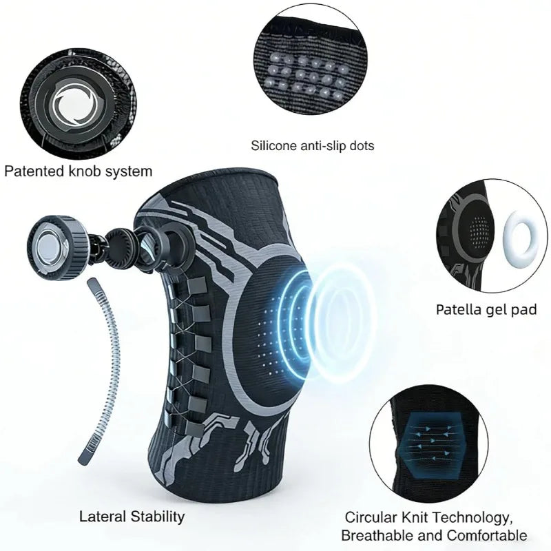 Sweat Wicking Joint Recovery Adjustable Knob Leg Guard Knee Brace Meniscus Basketball Football Sports Compression Fitness Women